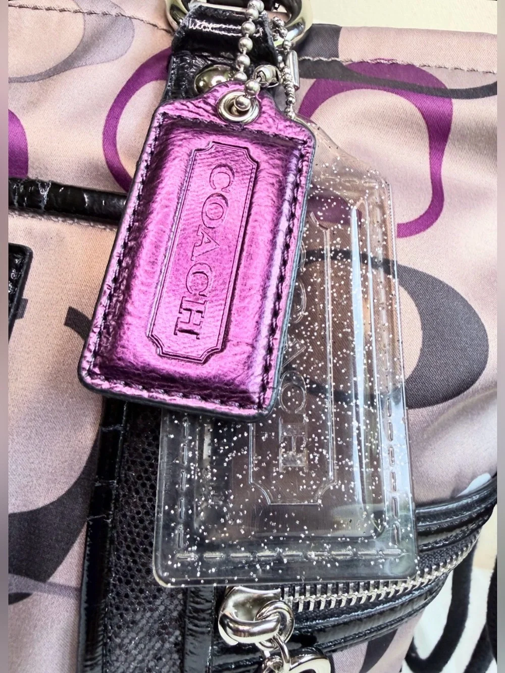 Coach Poppy Purple Optic Signature Satchel w/ Original Hangtags + Dust Bag